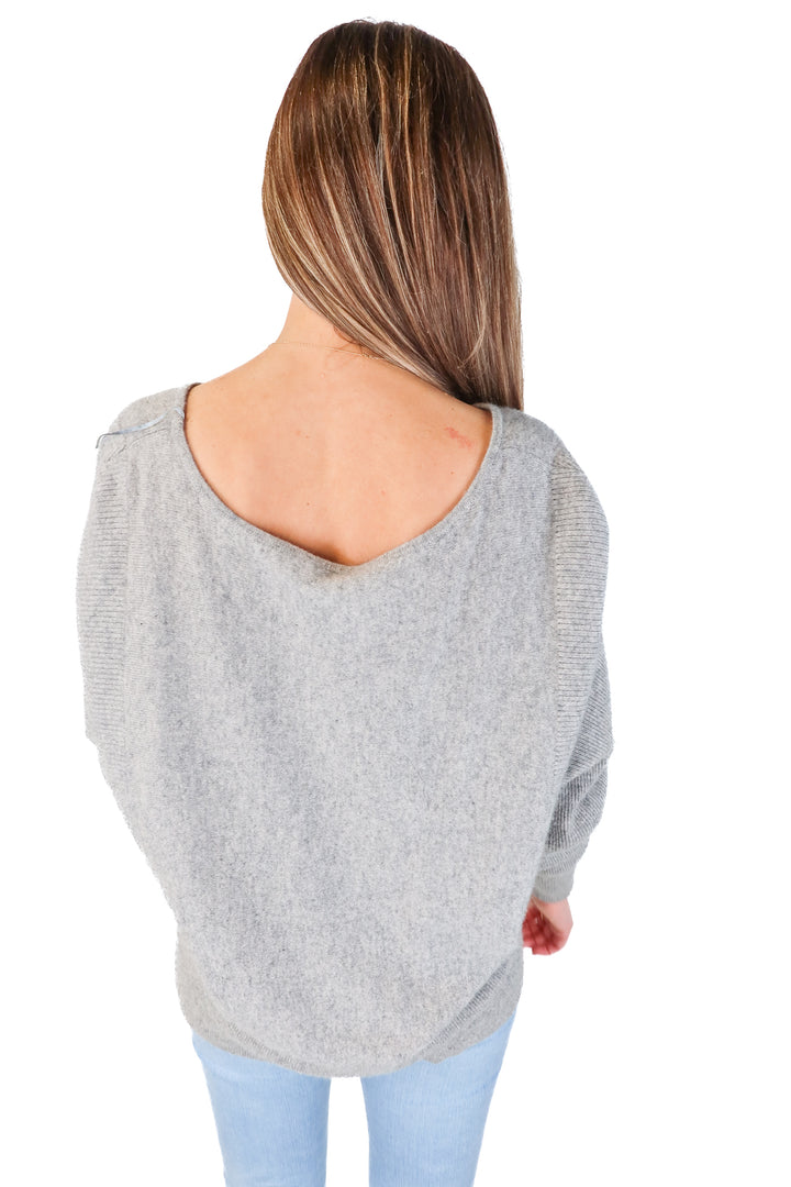 free people grey dolman sleeve sweater (s)