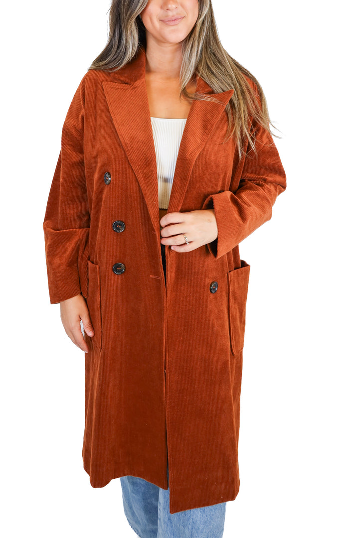 Willow & Clay burnt orange trench coat (M)