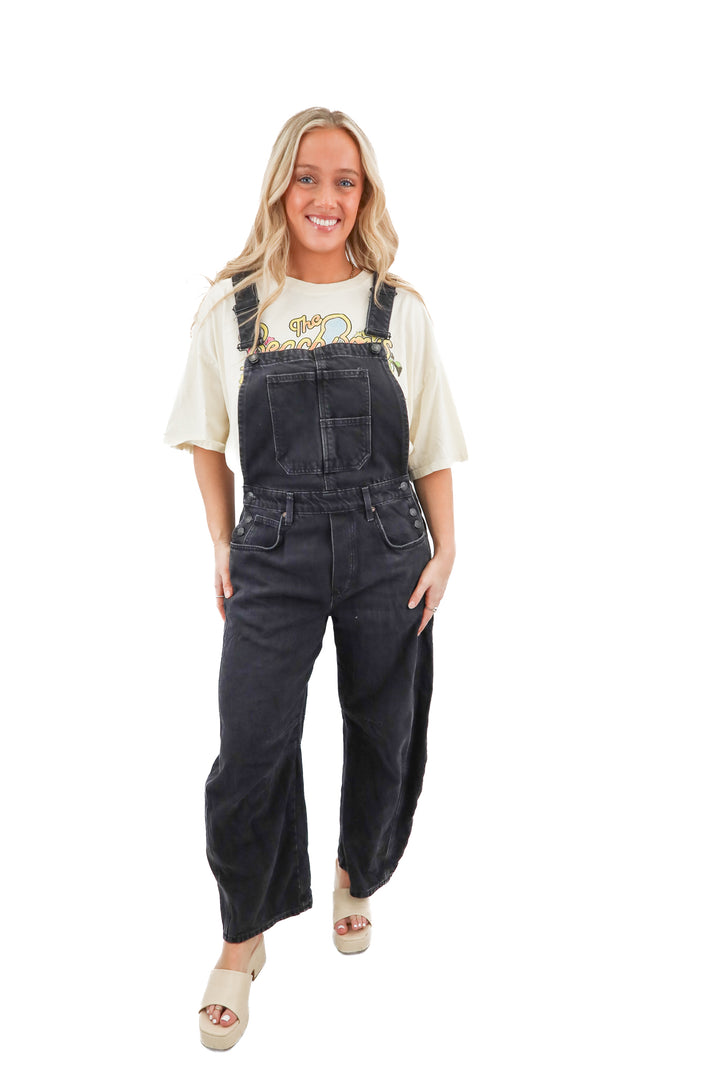 we the free black denim overalls (s; retail $148)
