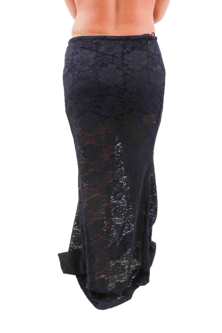 showpo black kamille lace maxi skirt nwt (10; retail $160)