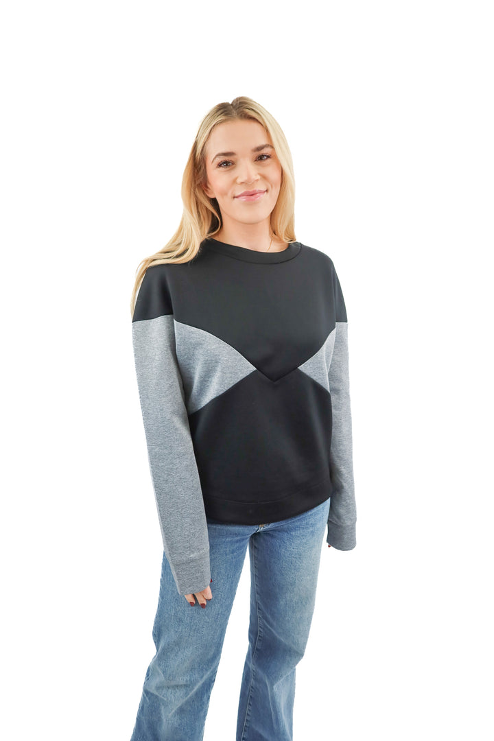 Addison Bay black and grey colorblock sweatshirt (S)