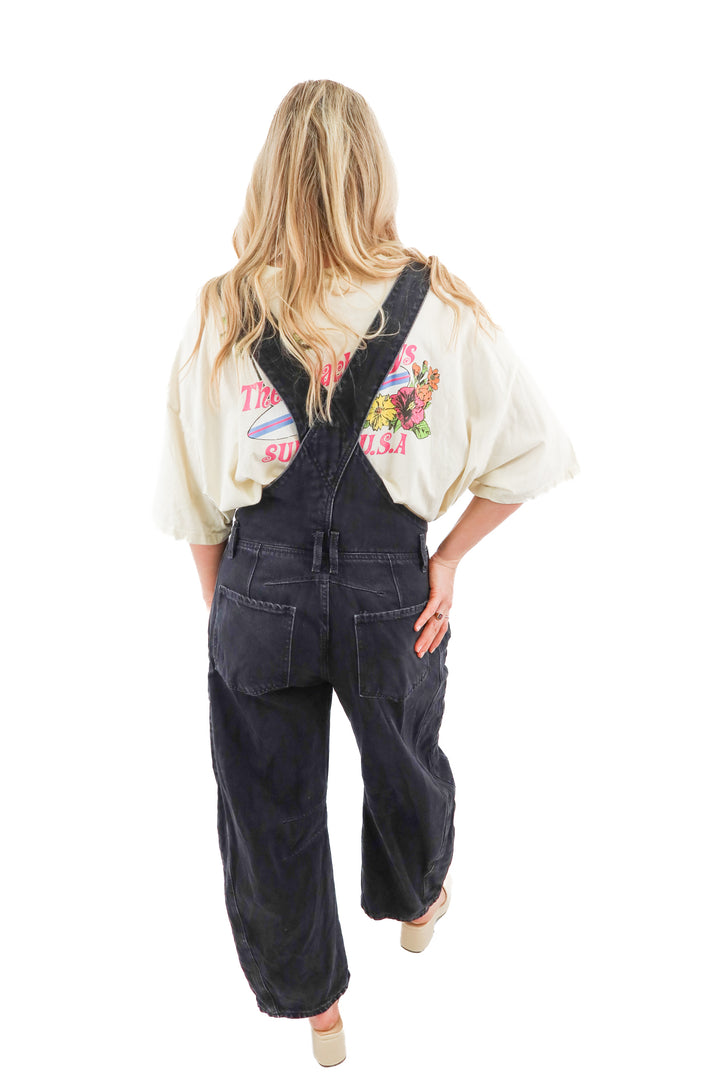 we the free black denim overalls (s; retail $148)