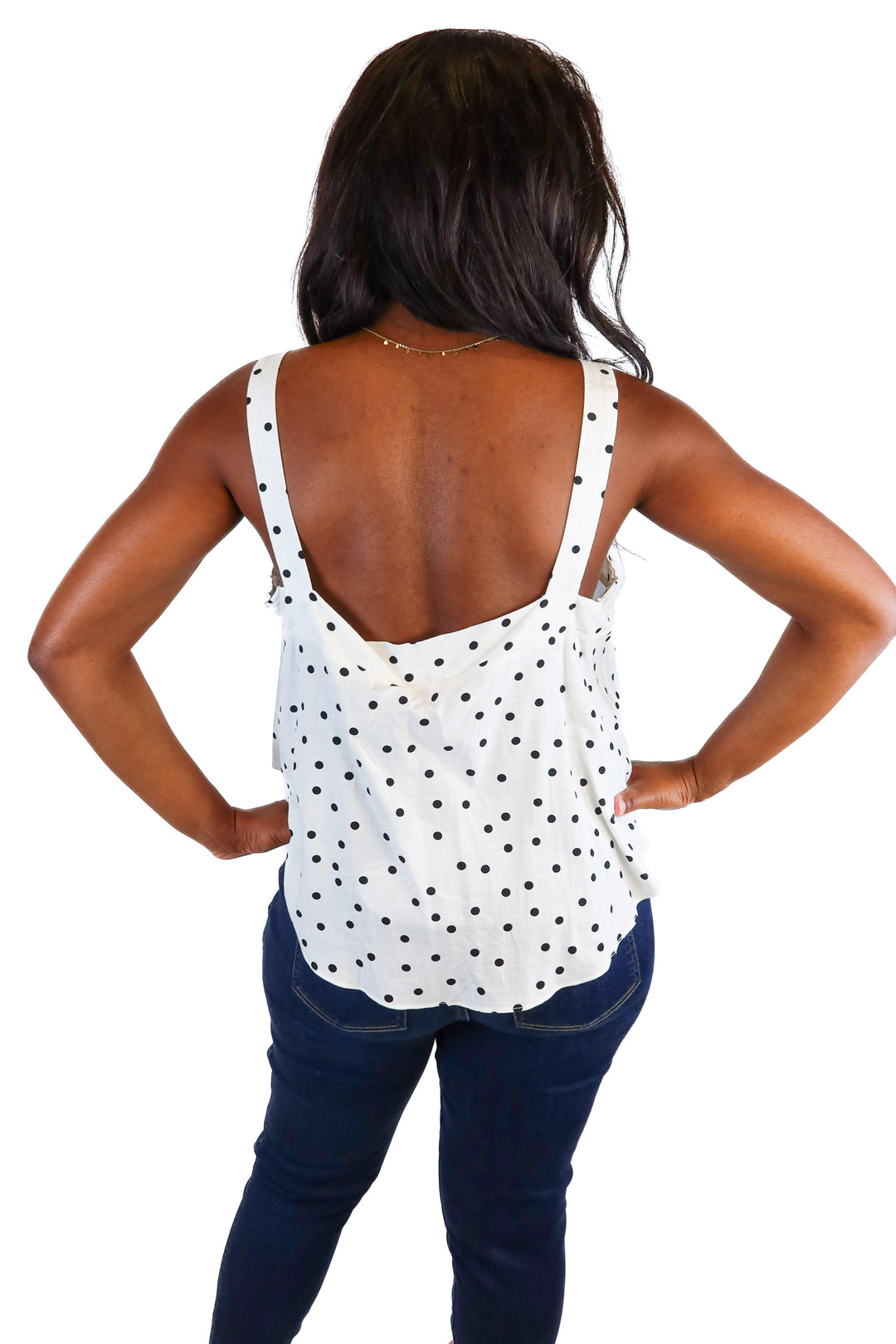 buddy love white and black polka dot tank (L) NWT