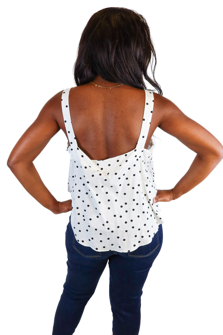 buddy love white and black polka dot tank (L) NWT