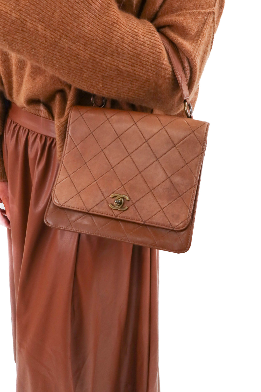 Chanel Caramel Quilted Lambskin Single Flap Bag (vintage)