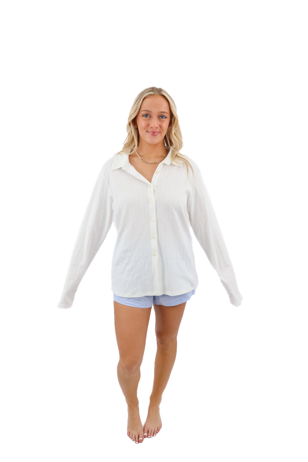 vir vita white long sleeve top (l; retail $86)