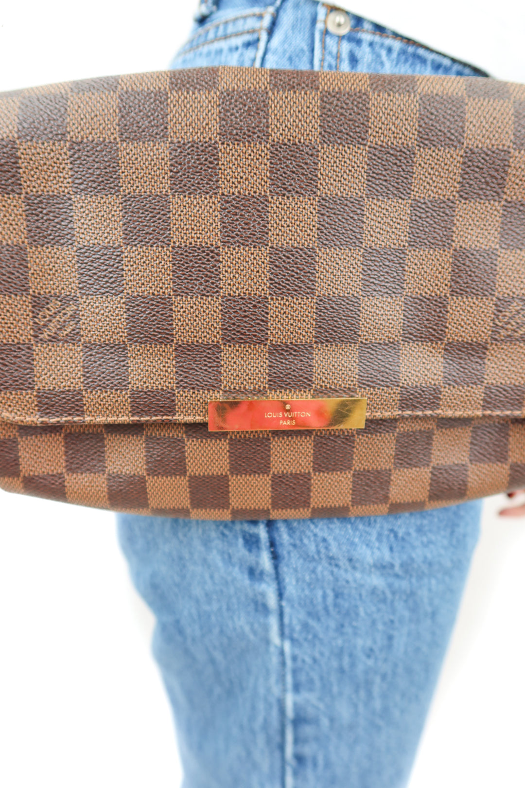 Louis Vuitton Damier Ebene Favorite MM Crossbody Chain and Leather Strap