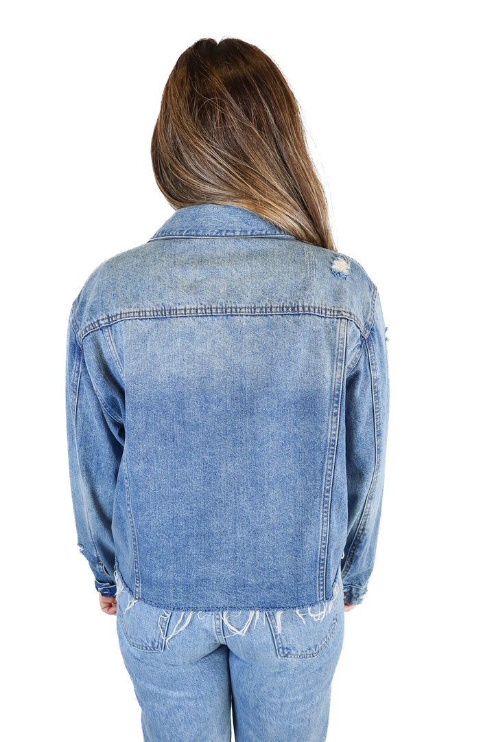Daze frayed bottom jean jacket (L)