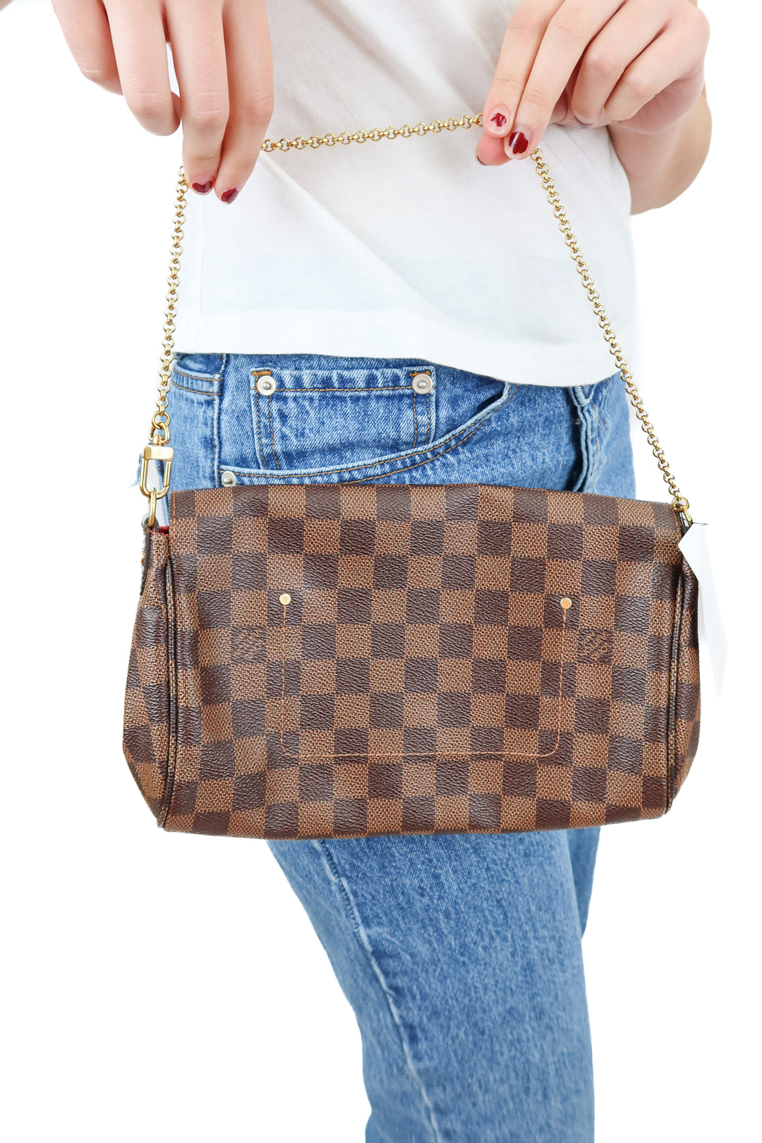 Louis Vuitton Damier Ebene Favorite MM Crossbody Chain and Leather Strap