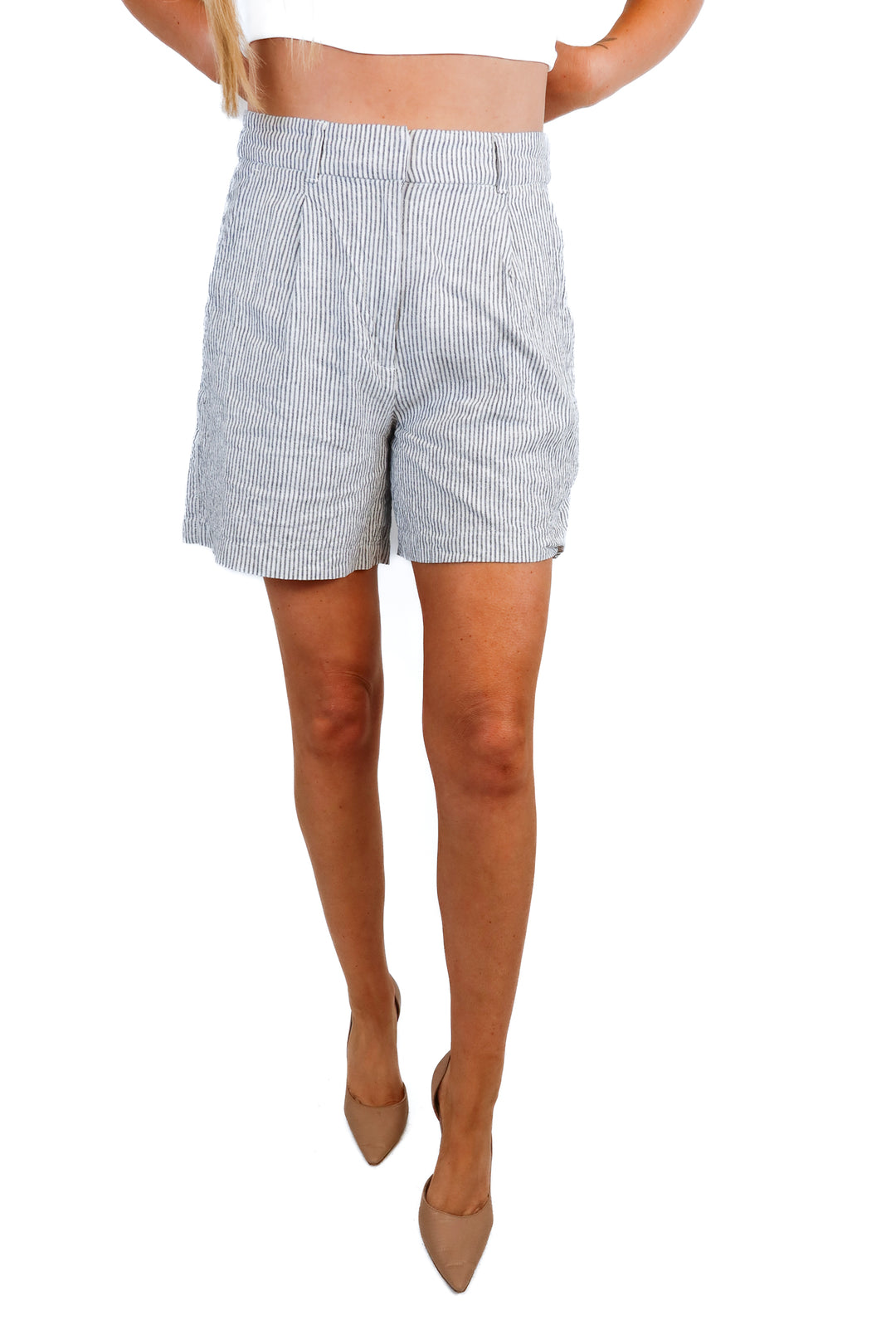old navy striped linen shorts (L)