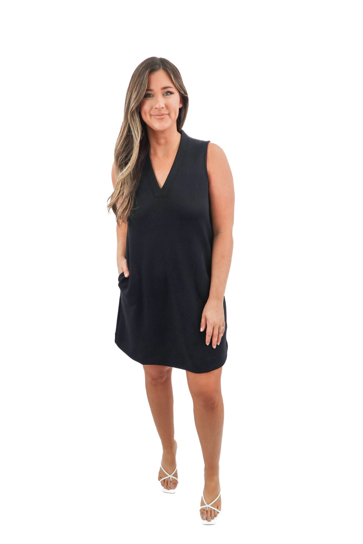 spanx black airessentials v neck dress (M)