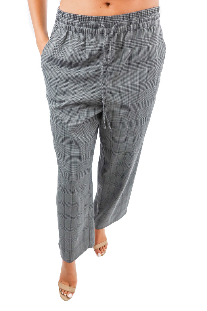 gap charcoal houndstooth drawstring trouser pants (M)