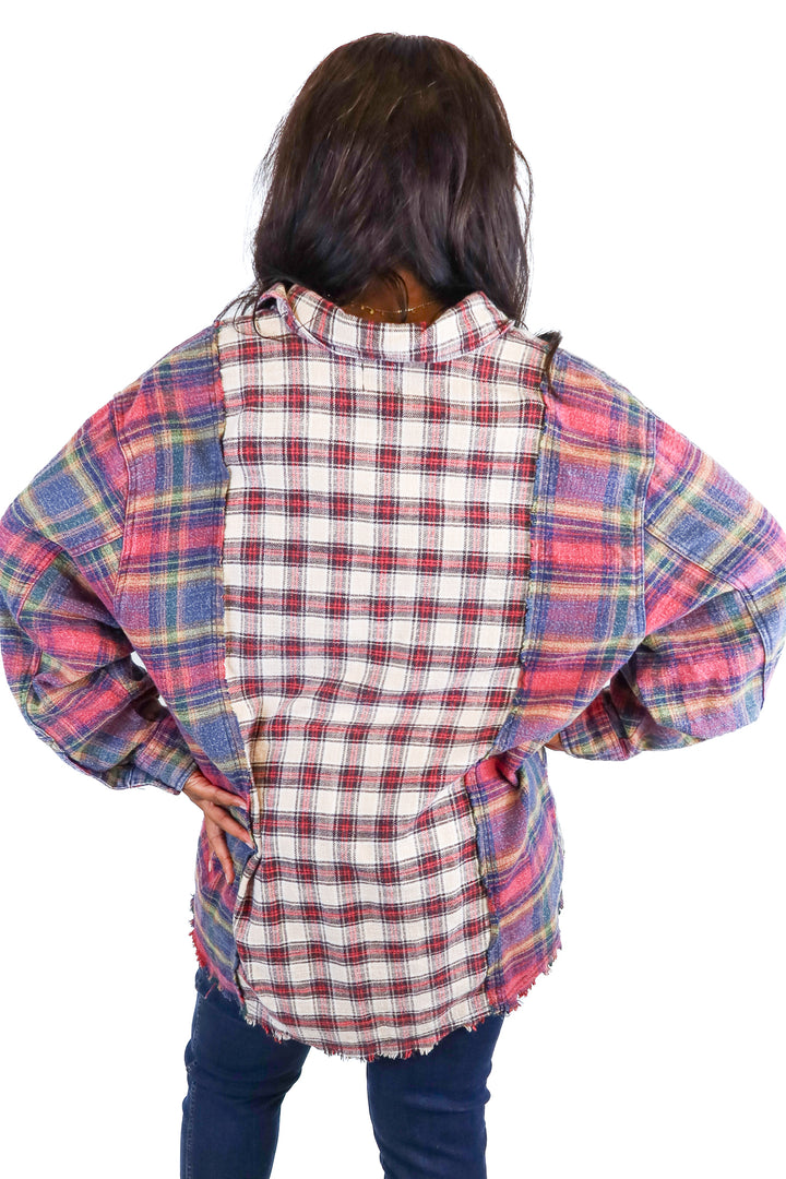 Urban Outfitters multi print plaid button up (L)