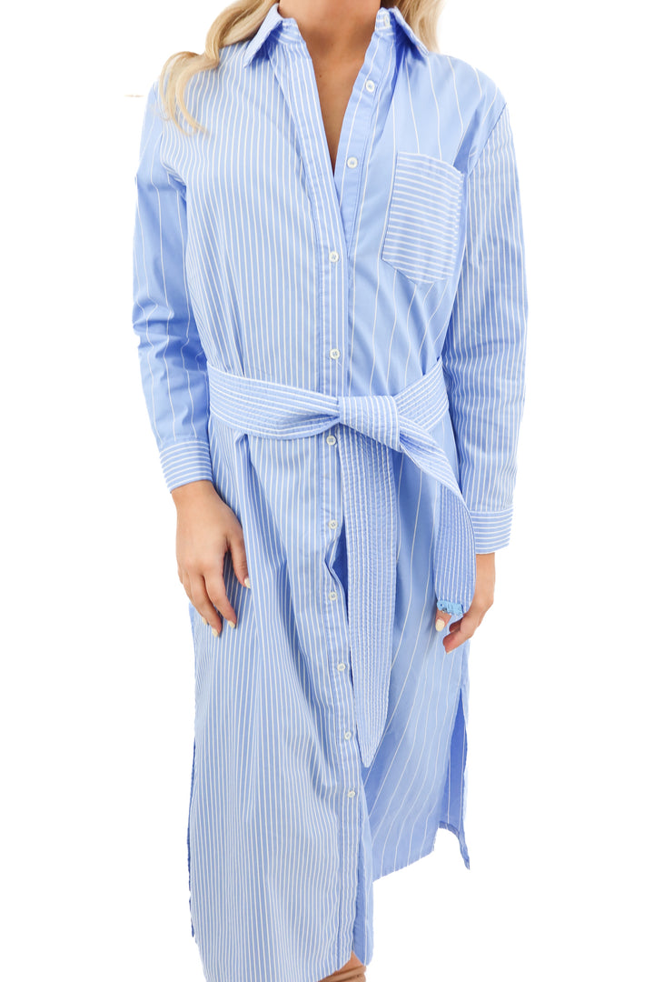 Pomander Place Chessie Light Blue Stripe Maxi Dress (S; retail $259)