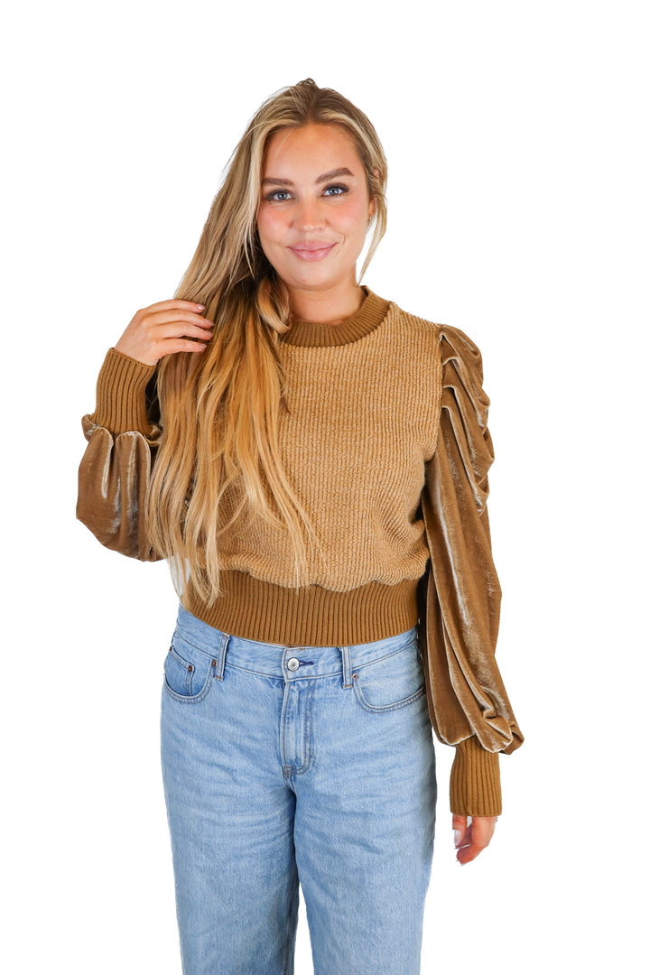 jj's fairyland brown textured sweater (L)