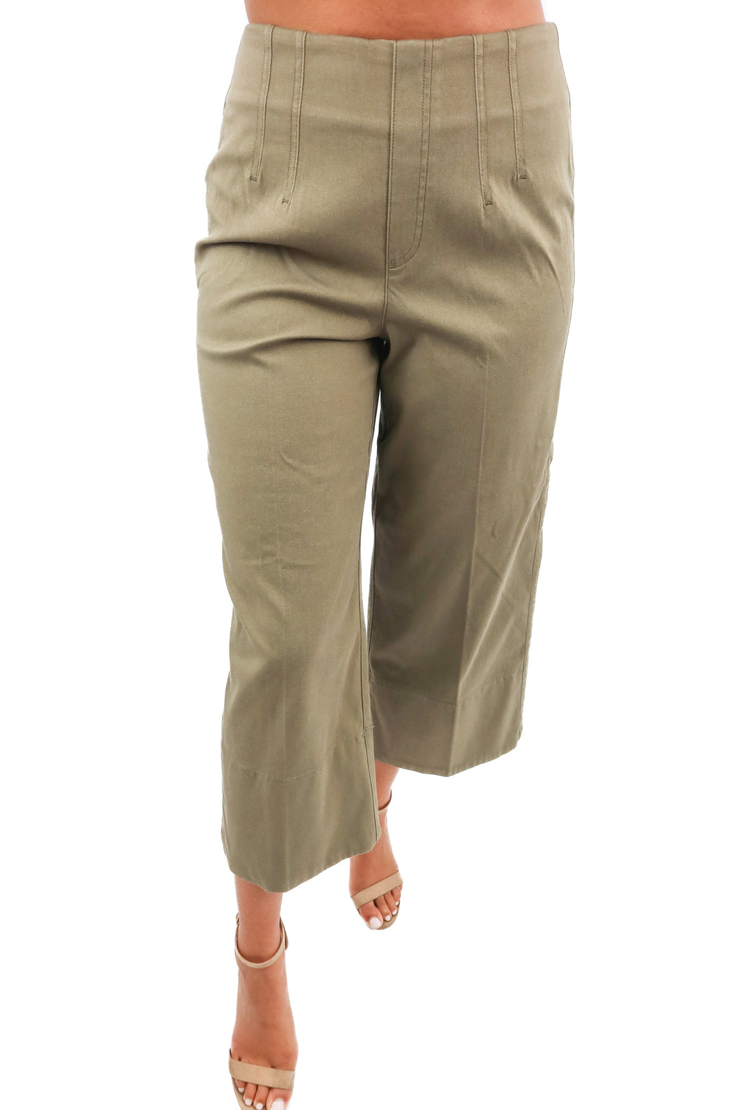 spanx green stretch twill wide leg NWT (M; retail $128)