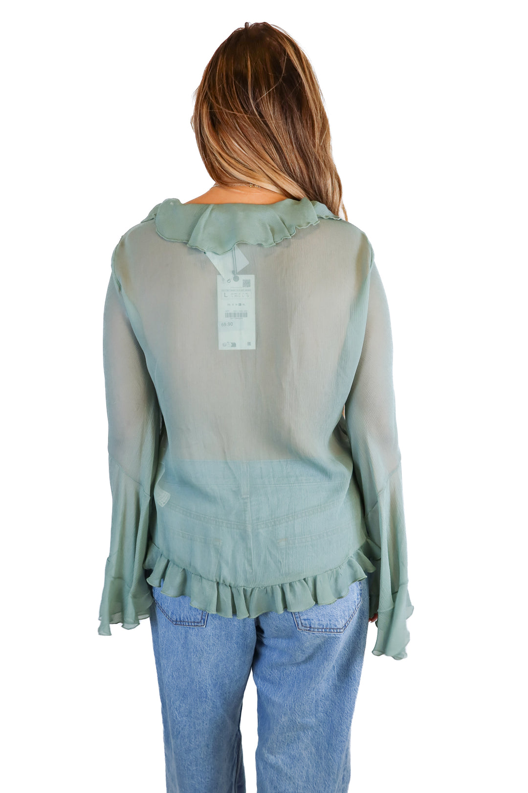 zara sage strappy rose top NWT (L)