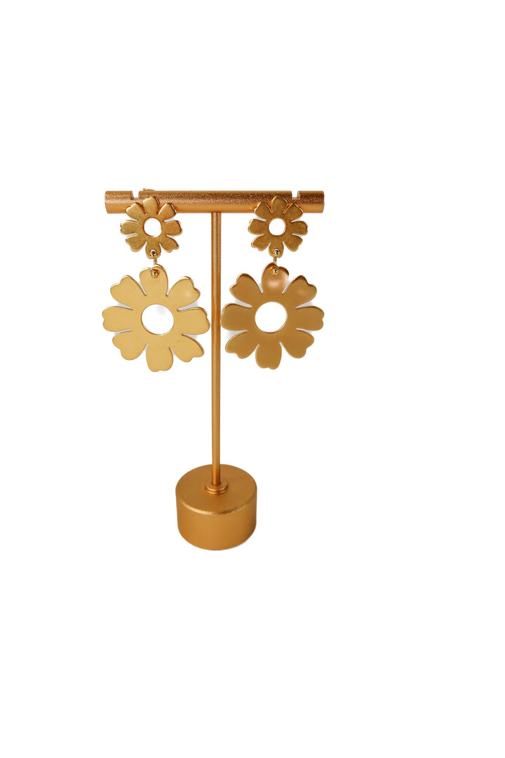 Madewell gold double flower earrings