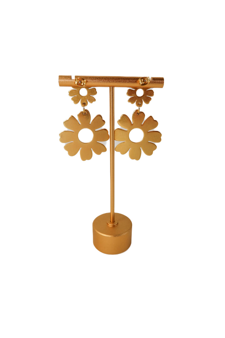 Madewell gold double flower earrings