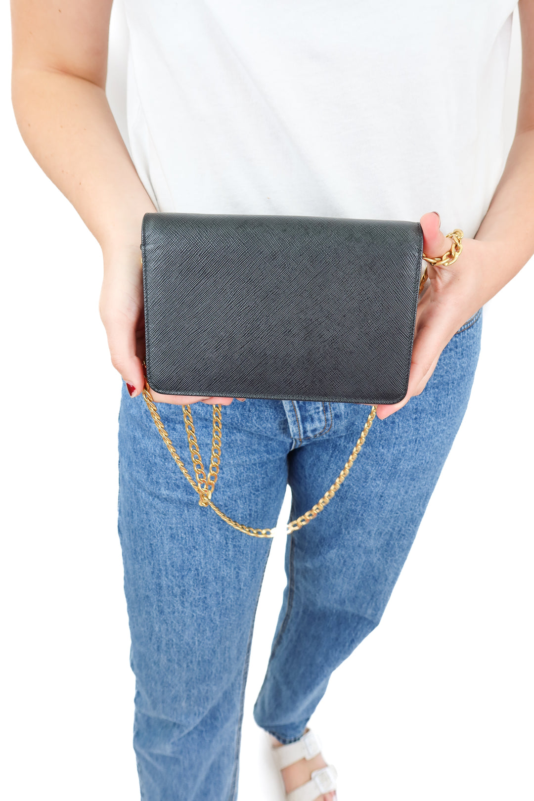 Prada Black Saffiano Leather Med WOC