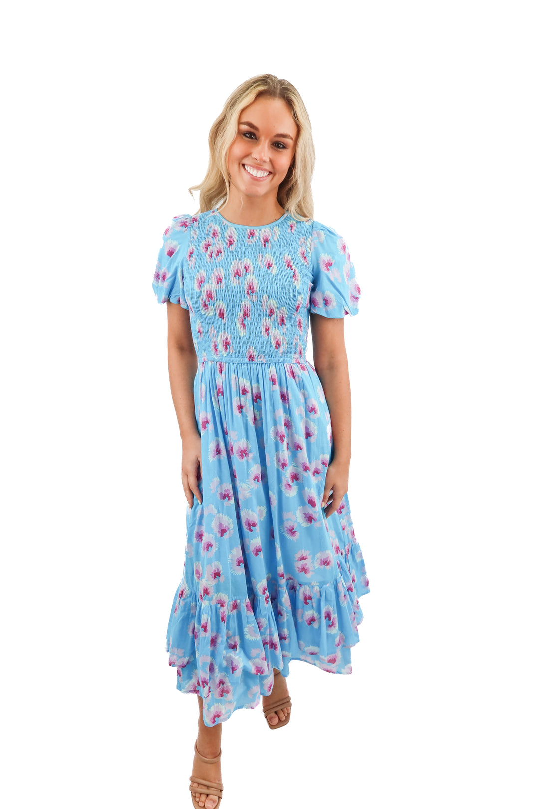 Banjanan blue floral midi dress (XS; $365)