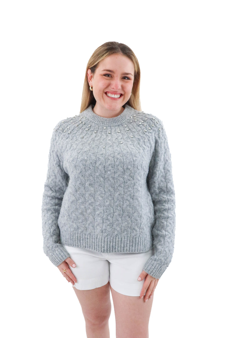 a new day grey sweater w/ crystal embellishments (l)
