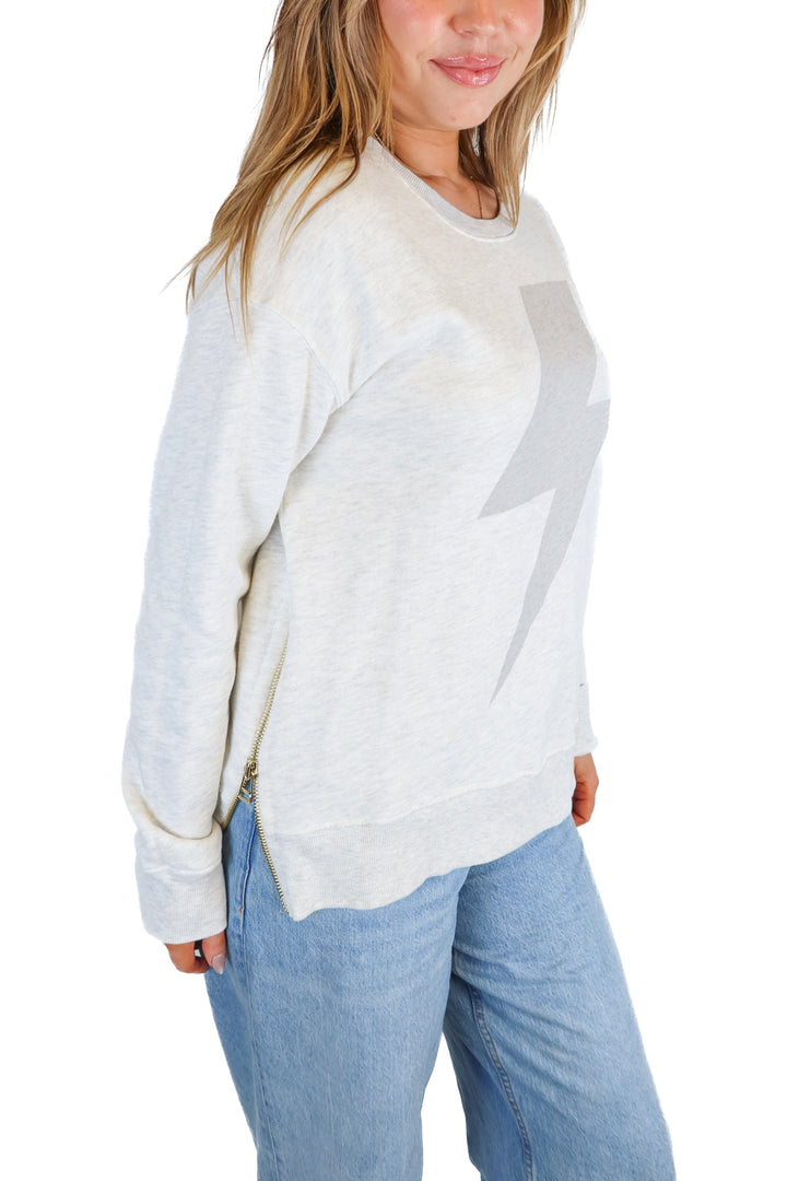 Sundry grey lighting bolt sweatshirt (S)