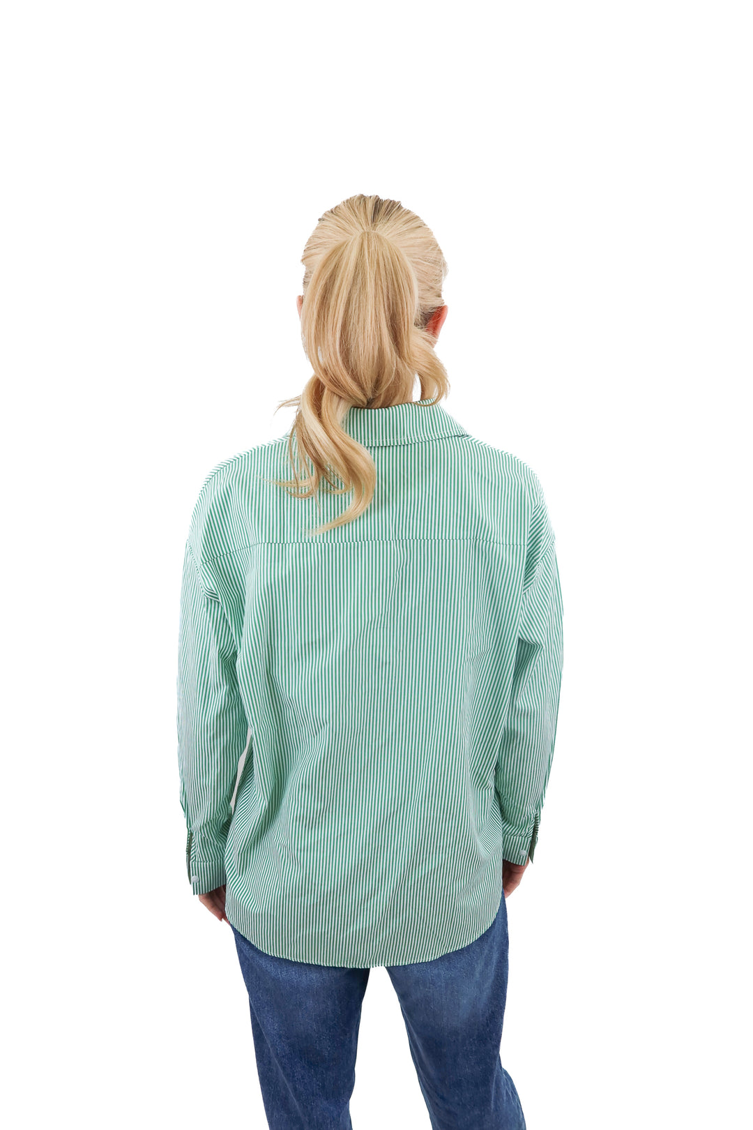 AISEW green pinstripe button up (S)