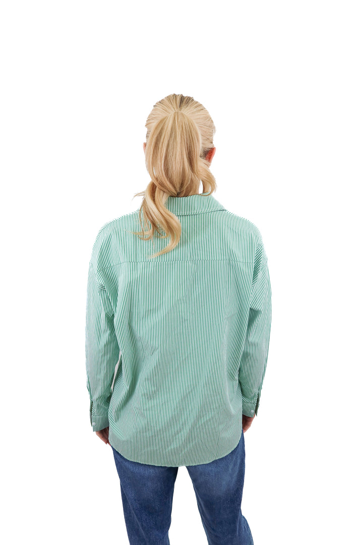 AISEW green pinstripe button up (S)