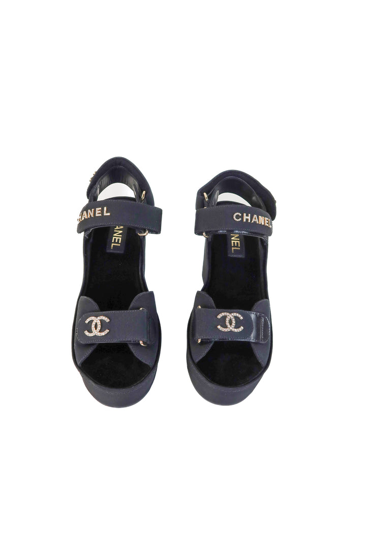 Chanel Black Grosgrain Platform Sandals NWT (39/ US8.5-9; retail $1,725)