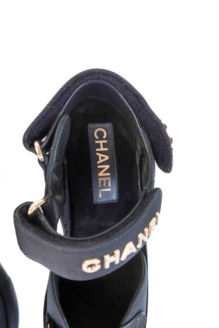 Chanel Black Grosgrain Platform Sandals NWT (39/ US8.5-9; retail $1,725)