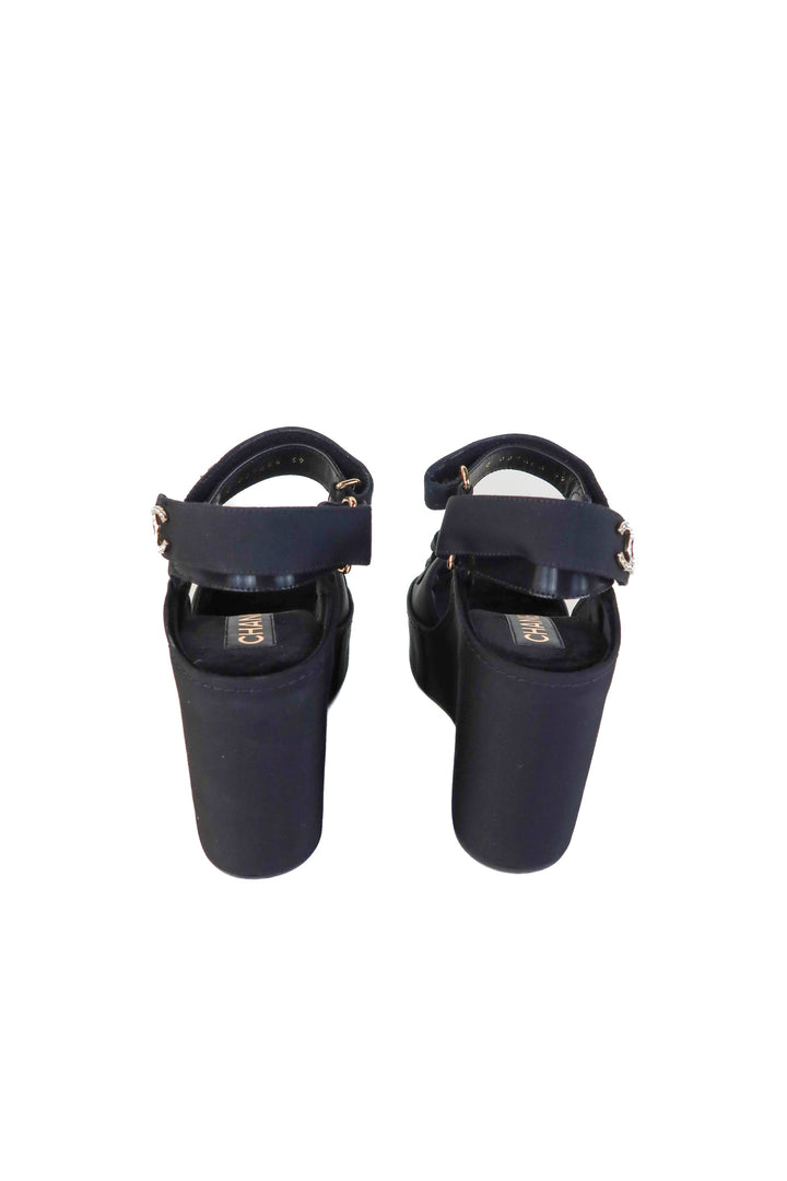 Chanel Black Grosgrain Platform Sandals NWT (39/ US8.5-9; retail $1,725)