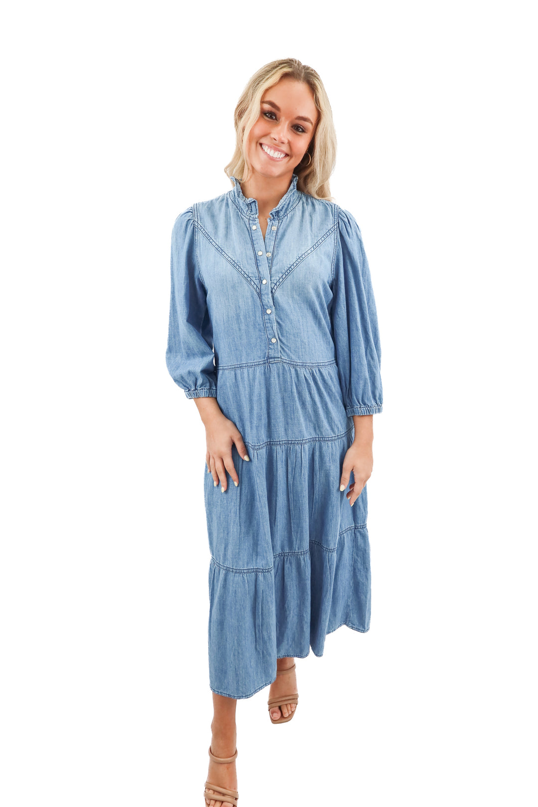 ba&sh Willow Chambray Midi Dress (S; retail $285)