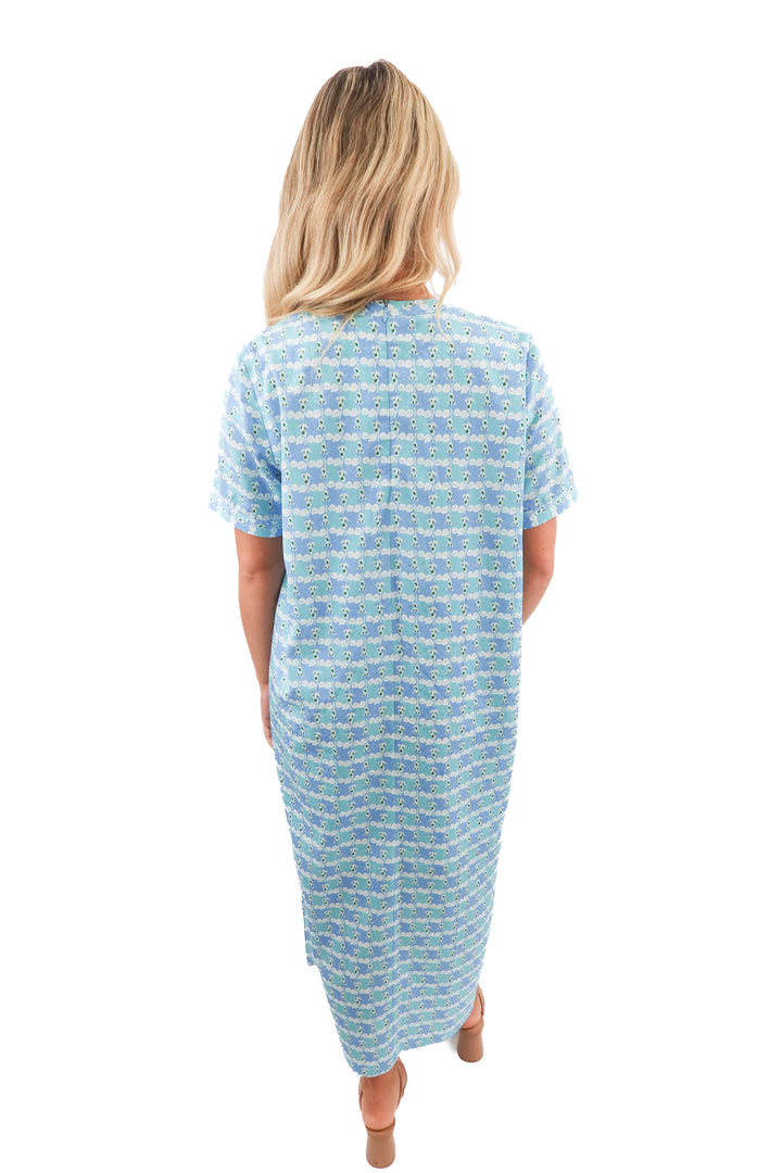 Hyacinth House Blue White Brentwood Caftan Dress (S; retail $158)
