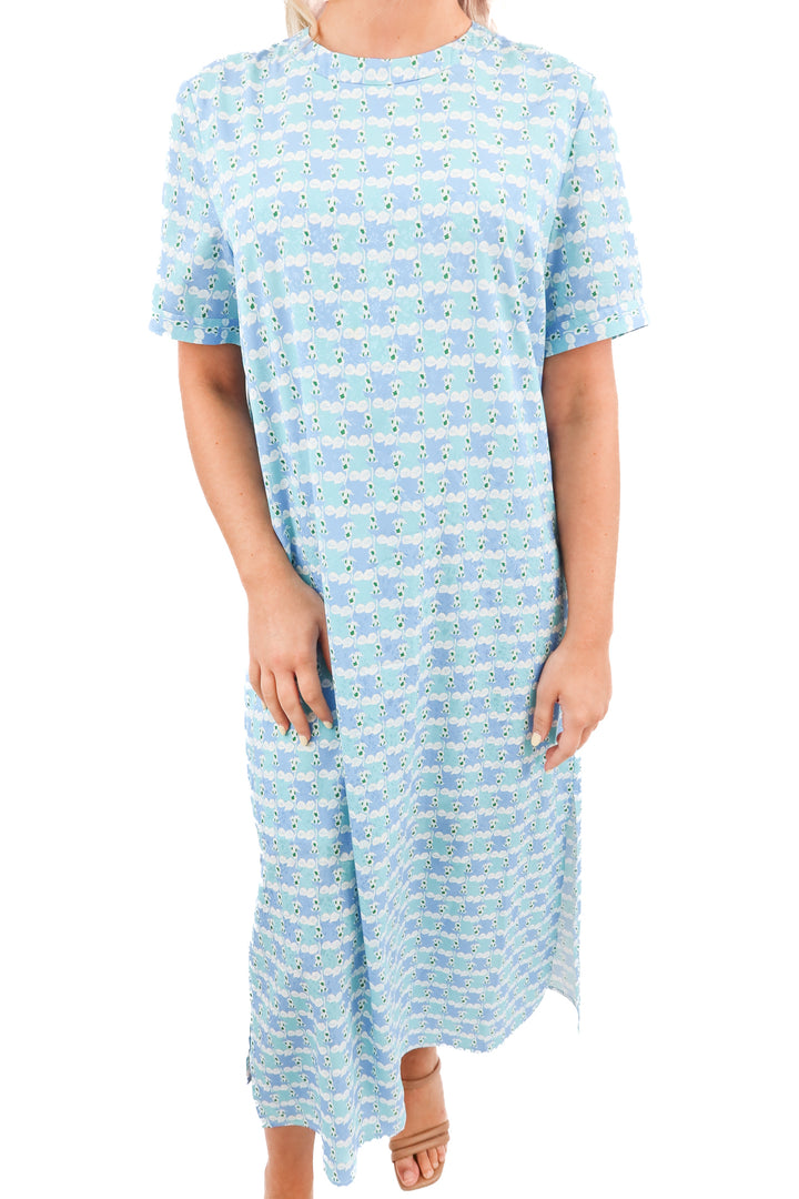 Hyacinth House Blue White Brentwood Caftan Dress (S; retail $158)