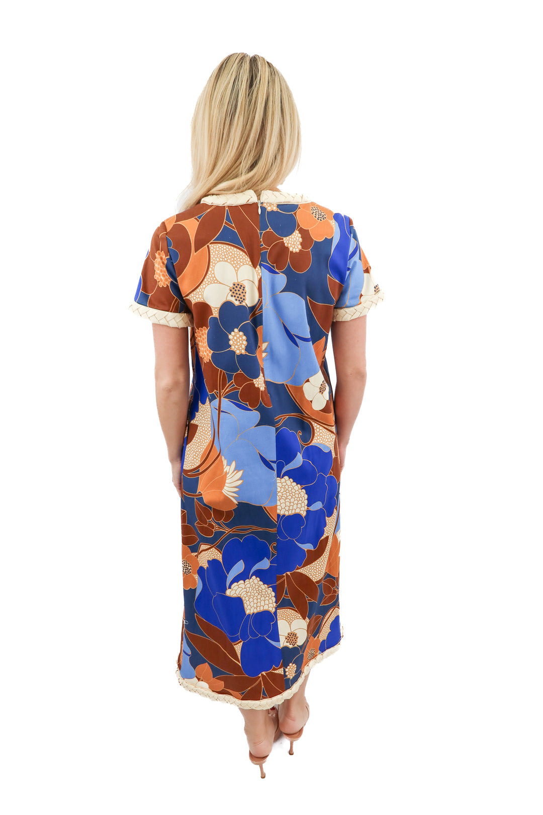 Tuckernuck blue brown floral maxi dress (XS)
