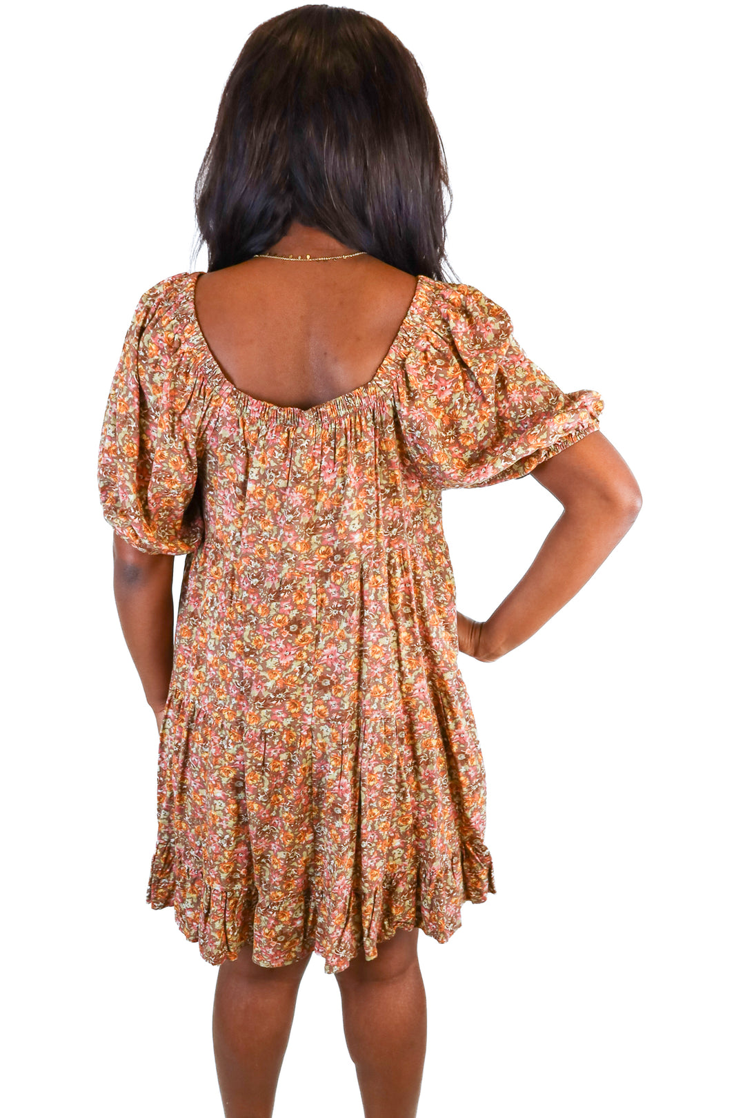 brown tiered ruffle dress (L)