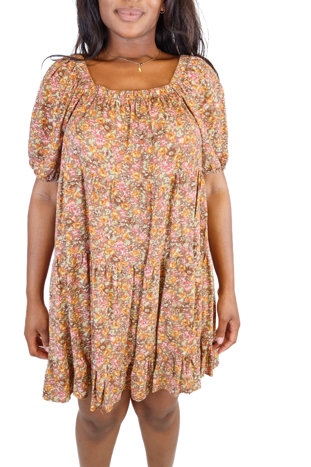 brown tiered ruffle dress (L)