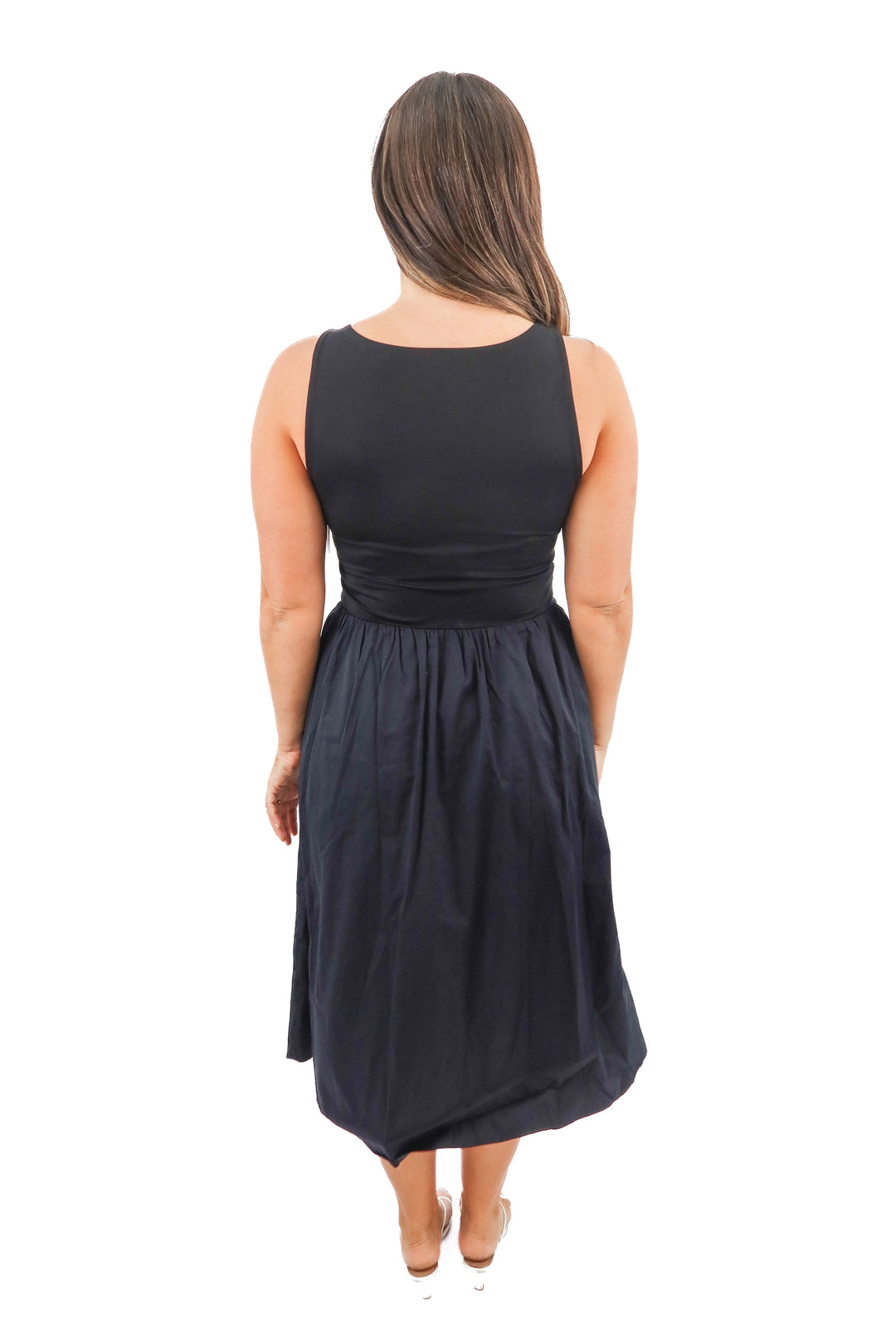 spanx black smooth jersey mix media dress NWT (retail $138)