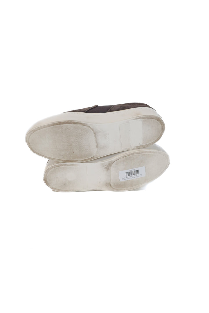 vince grey suede platform slip ons (8.5; retail $250)