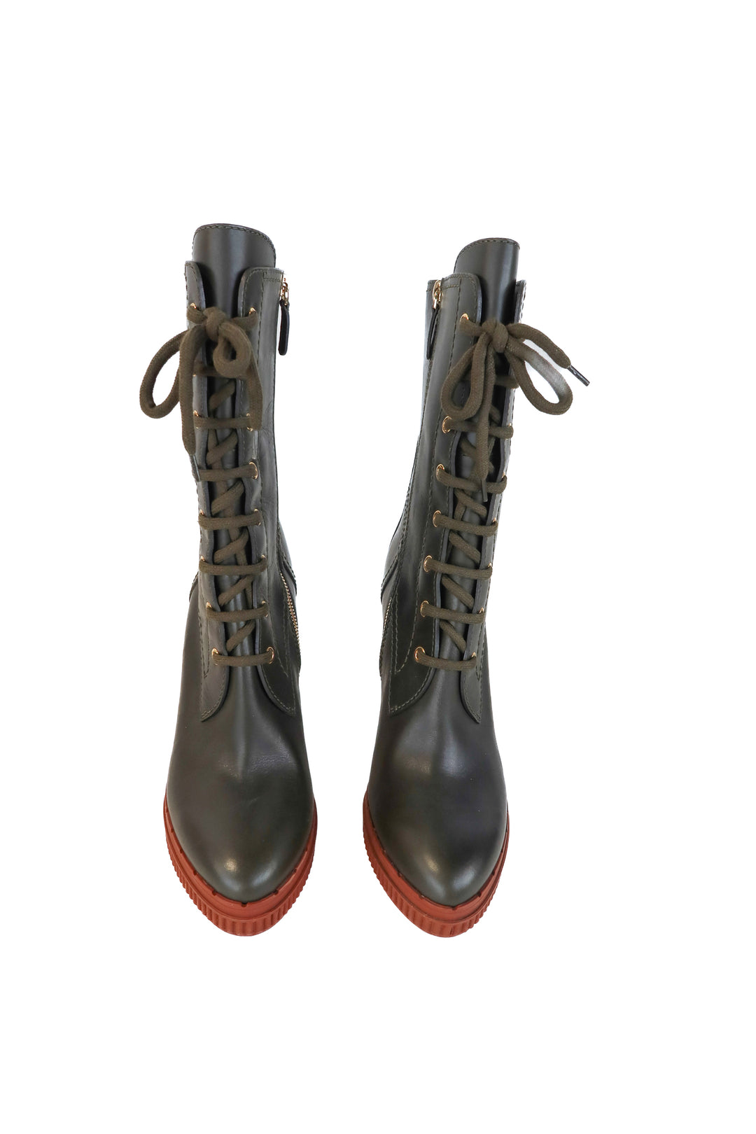 tods leather army green tall boots NWOT (39; est. retail $1,200)