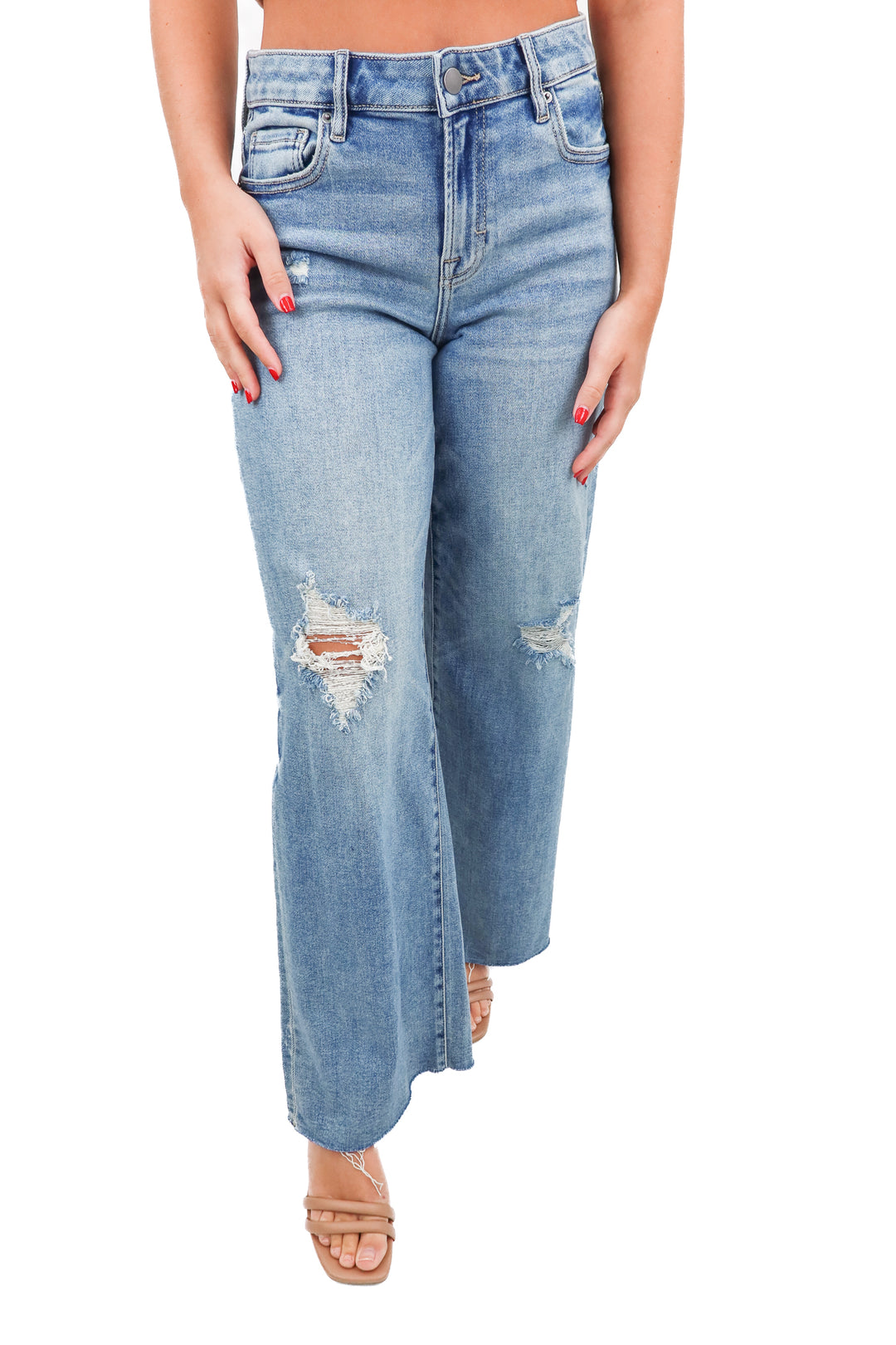 vici light acid wash distressed jeans (27; retail $74)
