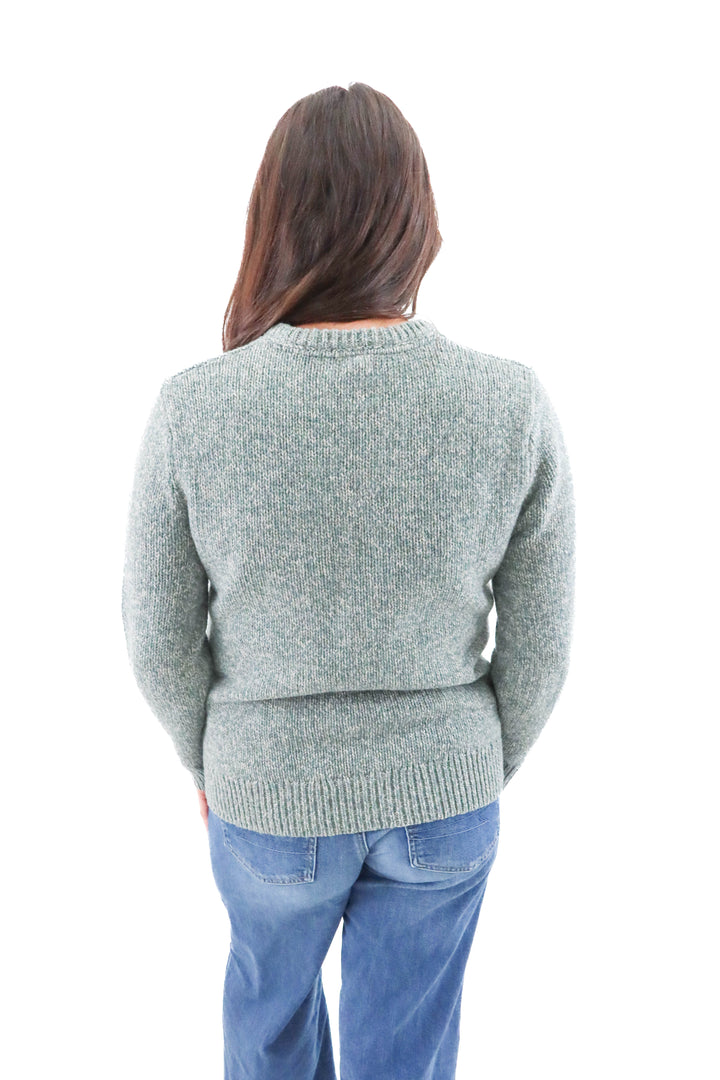 l.l. bean green marled wool sweater (m)