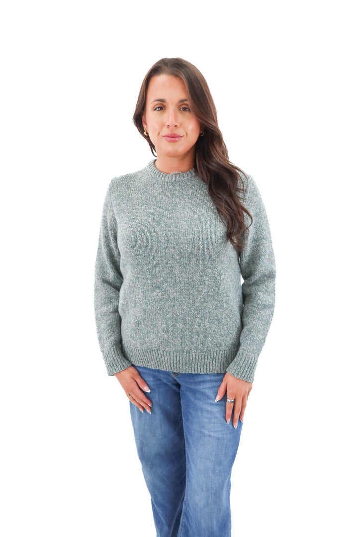 l.l. bean green marled wool sweater (m)