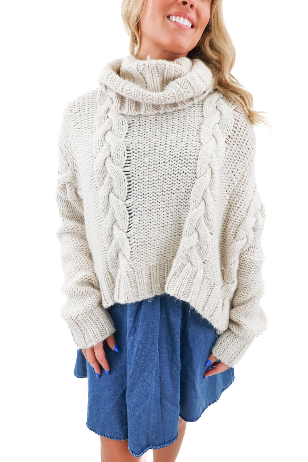 lovestitch cream chunky sweater (s; retail $80)