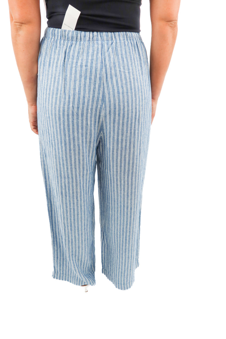 old navy blue white stripe wide leg pants NWT (L)
