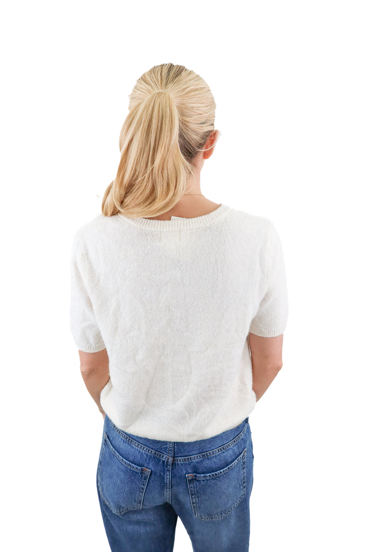 H&M cream shortsleeve cardigan (S)