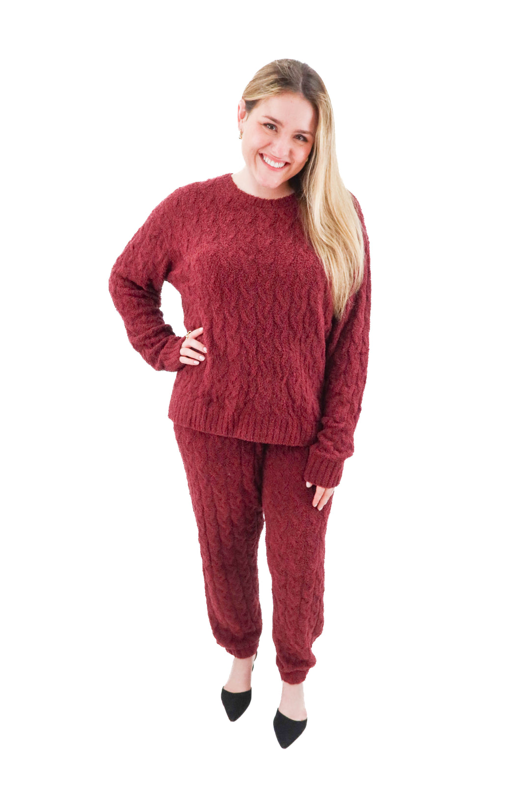 splendid maroon fuzzy pj set nwt (l; retail $118)