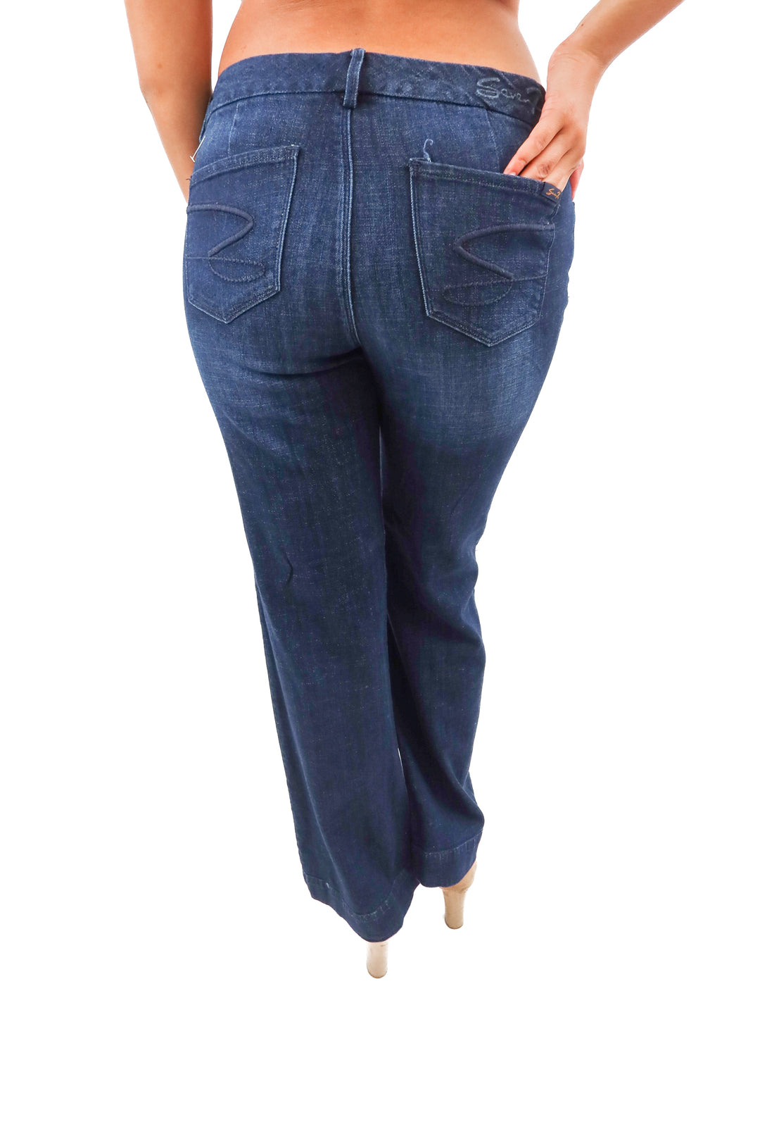 seven7 dark wash trouser jeans (8; retail $79)