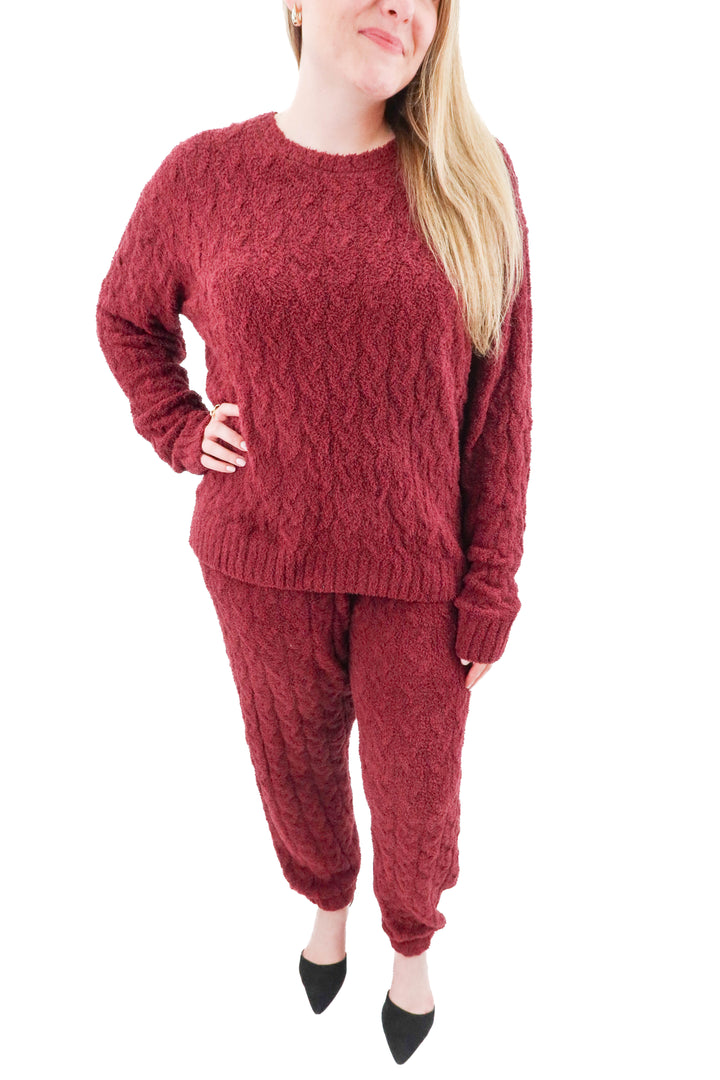 splendid maroon fuzzy pj set nwt (l; retail $118)